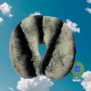 Adrienne Landau Black and Gray Faux Fur Neck Pillow